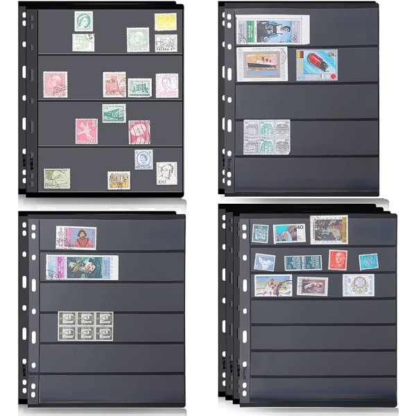 (4/5/6/7 lommesider)16 ark frimerkesider for frimerkealbumperm, 4 størrelser frimerkesider for st.