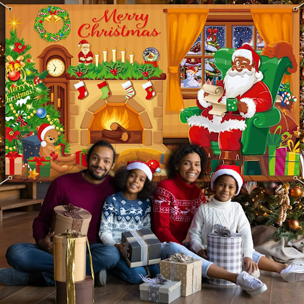 1 kpl Merry Christmas -taustakangas Joulu Musta Joulupukki Taustakuva Koristelu Valokuvaus Takka Seinälle Ripustus Kielto