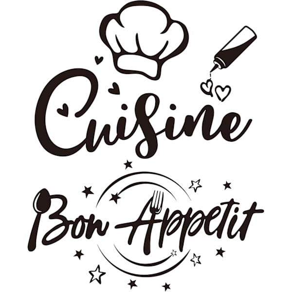 2 Sett Veggklistremerker Fransk Tekst Klistremerke Cuisine og Bon Appetit Sitat Restaurant Spisestue Dekor Hjem Dekal Veggklistremerke DIY Maleri Soverom L