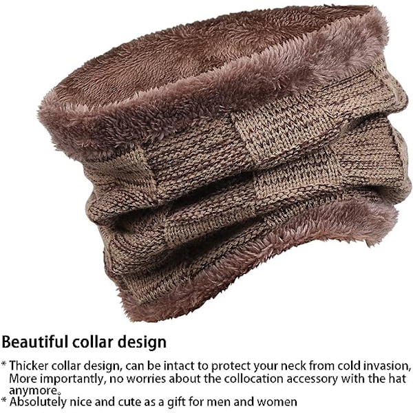 Herre Vinter Beanie Hatte Halstørklæde Sæt Varme Strikkede Hatte-khaki Skull