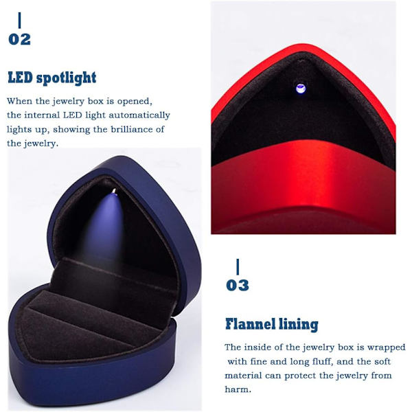 Sammetsringask med LED-ljus Ring Box Sammet Ask