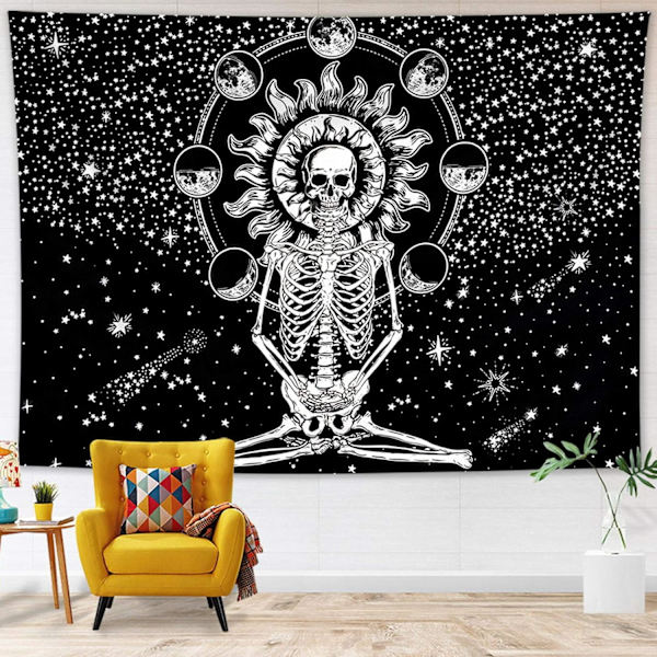 Tête de mort tapisserie murale tenture murale univers noir blanc