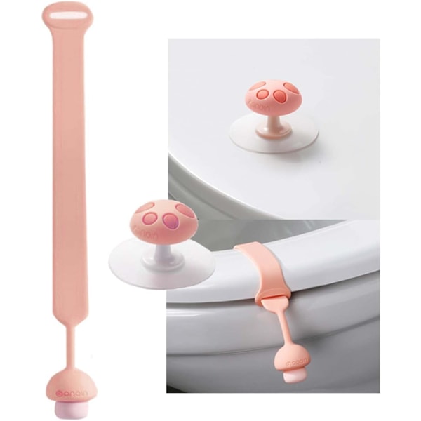 2 stk. Toiletsædeløfter - Lågløfter & Håndtag til Løft af Låg - Svampeformet Fleksibel Toiletsædeløfter - Undgå Kontakt med Toiletkanten (Pink)