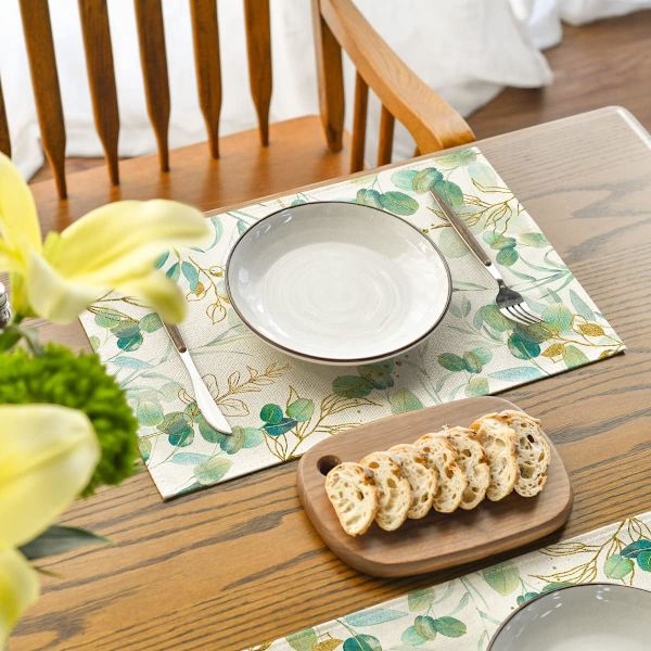 Set med 4 gröna eukalyptus placemats - Bordsdekoration - 30 x 45