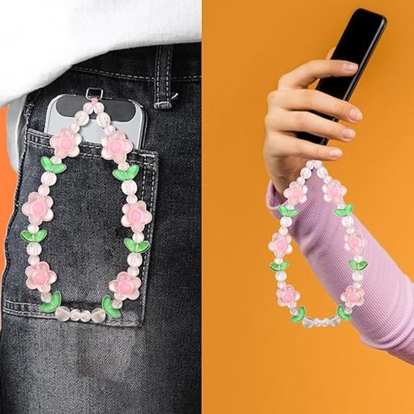 2 Stycken Söta Telefonberlocker, Blomprydnader Mobiltelefonkedjor för Telefonväska Nyckelring Airpods Kameraprydnader Dekor