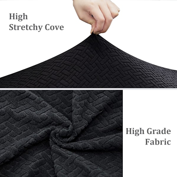 Sett med 4, Stretch Skandinaviske Spisestolstrekk, Jacquard Diagonal Universal Elastisk Stoltrekk for Hjemmeinnredning, Svart