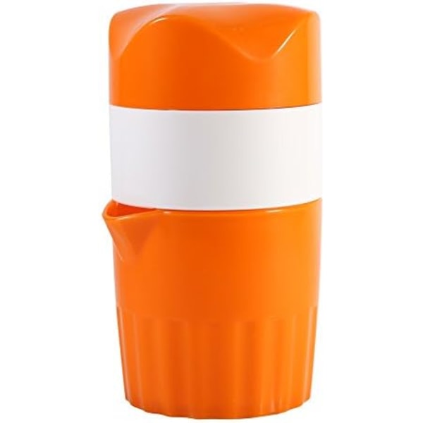 17,5x9,5cm Bærbar Manuel Citruspresser til Appelsiner Mini Håndfrugtpresser (Farve: Orange og Hvid)