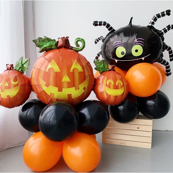 Sorte og oransje ballonger 30 stk 12 tommer Matt svart oransje latexballong og konfettiballong for Halloween-feiring