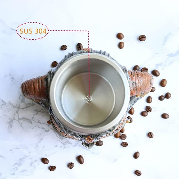 Viking Warrior Skull Mug med rustfritt stål fôr