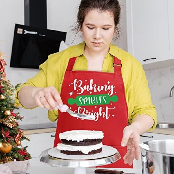 Roliga Julbakningsförkläden för Kvinnor Män Justerbara Kökskokförkläden med 2 Fickor Söta Thanksgiving Jul Apro