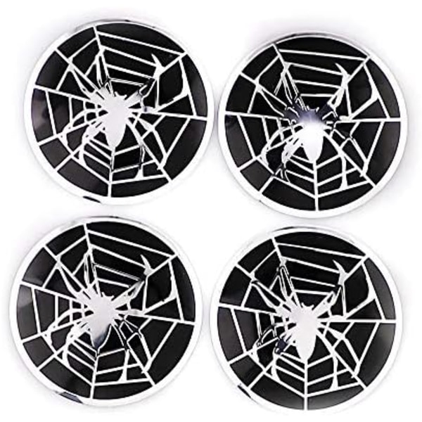 4 stk. 56 mm (2,2 tommer) Navkapsel Trim Edderkoppevæv Cirkelbue Form 3D Stereo Aluminium Legering Støv- og Rustbeskyttende Hjul
