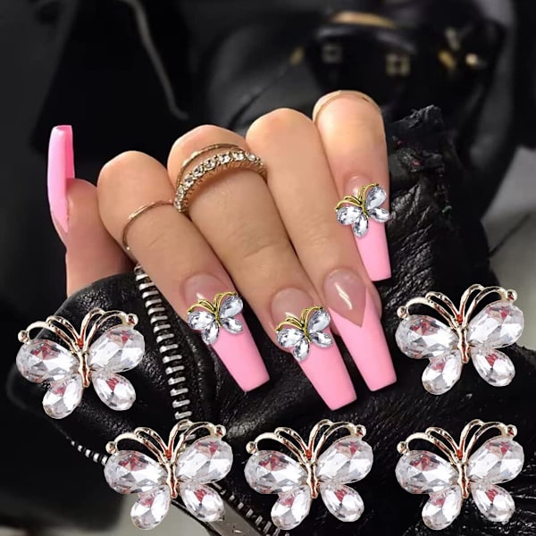 10 ST 3D Legering Fjäril Nagelberlocker Fjäril Nagelstenar Nagelstrass Glänsande Kristall Fjärilar Form Nagelkonst Berlocker Tillbehör för Kvinnor Nagel D