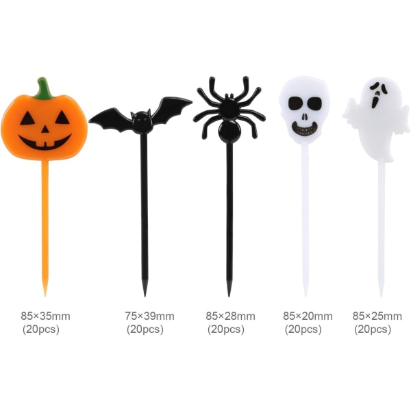 100 STK Halloween Picks Plastic Halloween Party Cupcake Toppers H