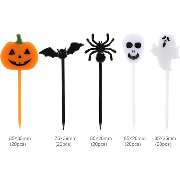 100 stk Halloween-pinner i plast til Halloween-fest