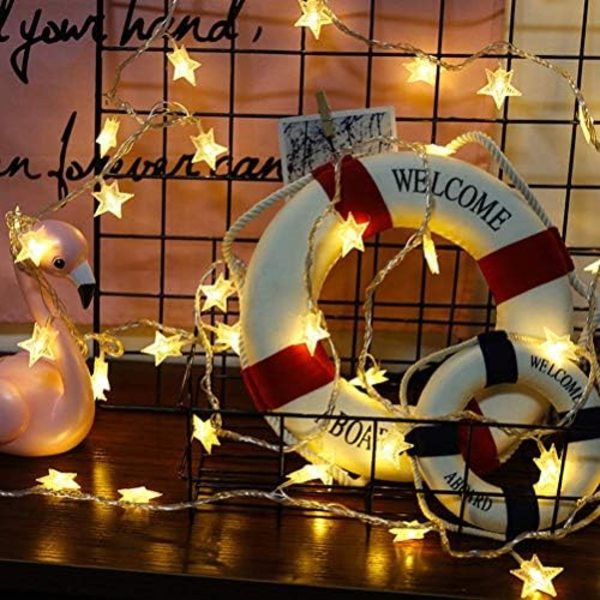 20 LED Stjärnformade Ljuskedjor 10 FT Fe-Julbelysning Batteridriven för inomhus & utomhus, Fest, Bröllop och Semester