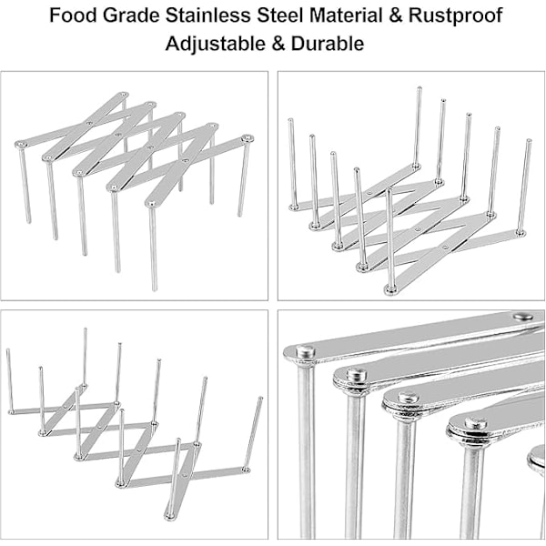 2 stk. 13×5,7×7,2 cm Låg Holder, Justerbar Rustfri Stål Ribbe Stativ Spare Rib Holder Opbevaring Organizer til Grydelåg