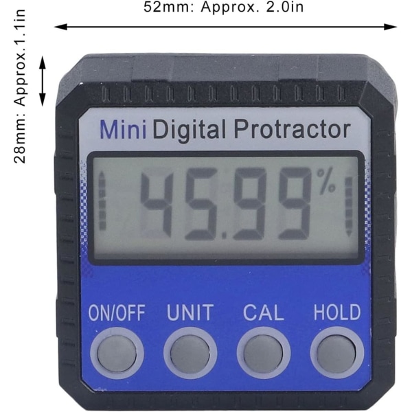 Stærkt magnetisk adsorption design, multivinkel hældningsmåling, med display, 4 enhedstilstande 2 målinger