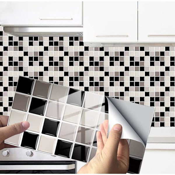 24 Stk (Grå Mosaik) Rektangulära Självhäftande Dekorativa Klinker