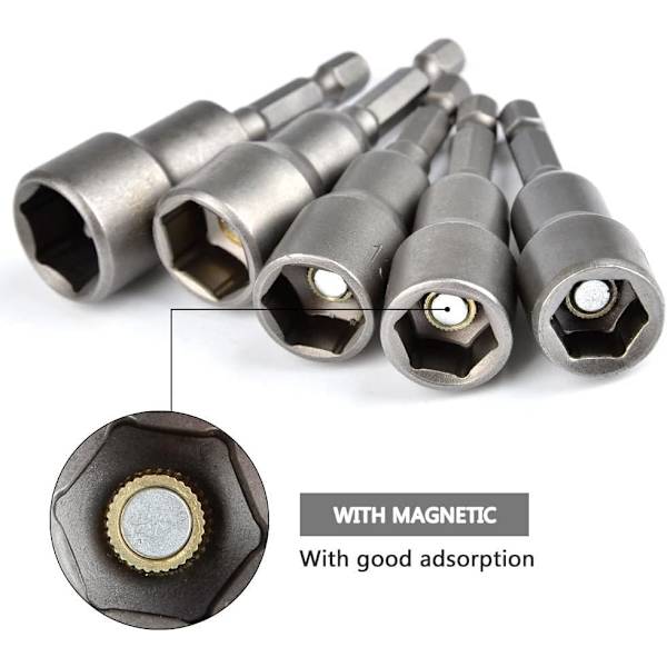 10 stk magnetisk skrutrekker med bits: Magnetisk bits for slagtrekker