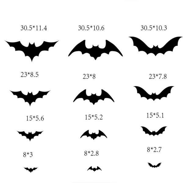 Halloween-festdekoration inomhus och utomhus, set med 60 återanvändbara skräckfladdermöss 3D PVC dekorativa W