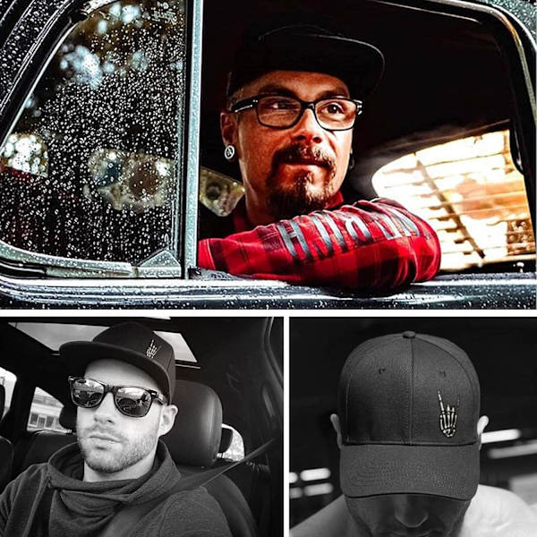 Miesten litteälippuiset hatut, Cool Rock Roll -kallohattu, luuranko käsi, miesten snapback-hattu, baseball-lippis, musta snapback-hattu pojille