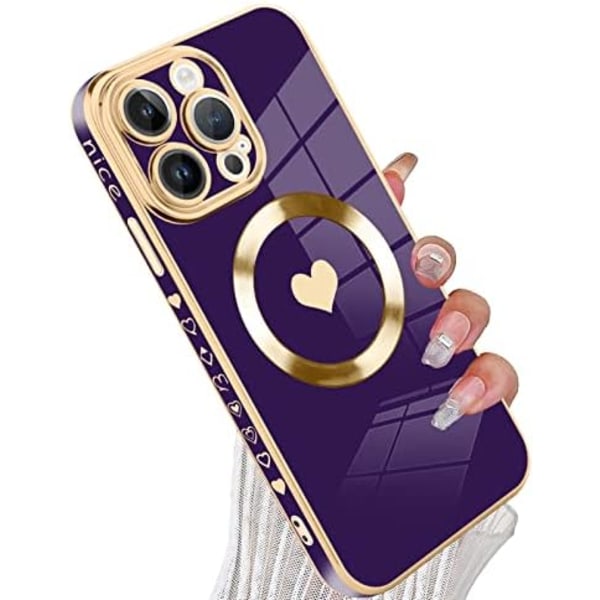 Magnetisk iPhone 15 Pro Max Cover [Kompatibel med MagSafe] Sød Kærlighed Luksusbelagt Kant Bumper Cover med Fuld Kamera