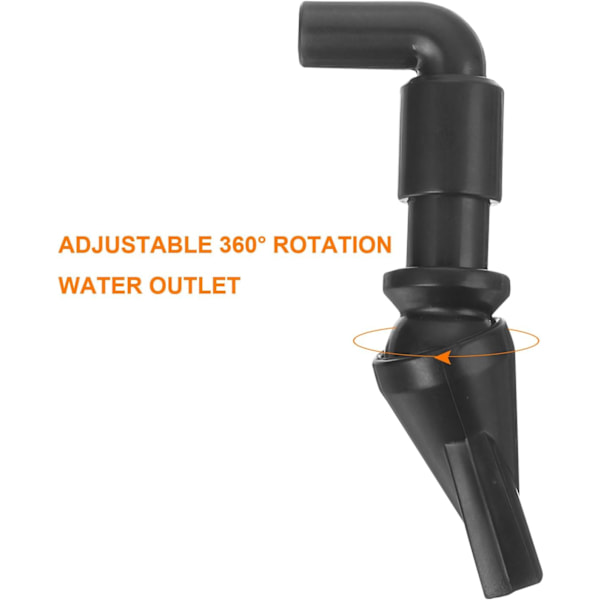 (Svart) 1st Akvariummunstycke, 360° Fri Rotation Plast Akvariumpumpmunstycke, 8mm/0.31\" OD Platt Vattenutlopp Returslang