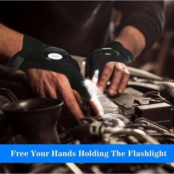 Vänsterhands LED Ficklampa Handskar, Cool Gadget Hands Free Lights Fo
