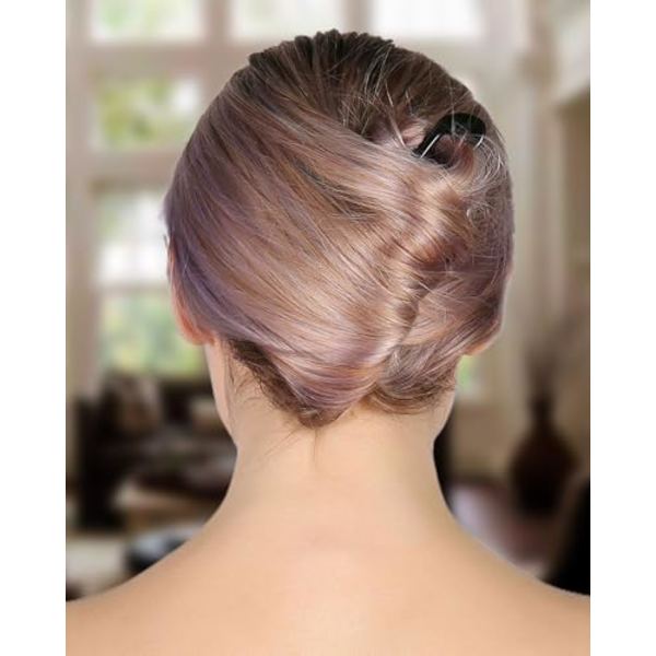 Franska Hårstift Metall Hårförk U-formad Extra Lång Chignon 2-tandade Pinnar för Kvinnor Håraccessoarer (Svart - 2 stycken)