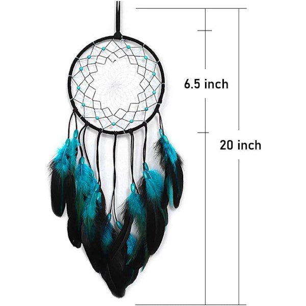 Blå Drømmfangere Håndlavet, Boho Traditionel Cirkelformet Net til Væghængende Dekoration, Soveværelse Børn, Hjemmedekoration, Kunst O