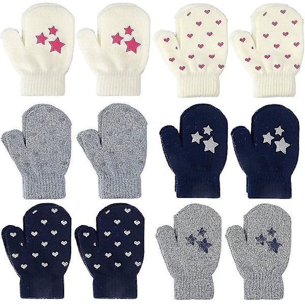 12 par baby stickade vantar elastiska helfinger vantar neutrala