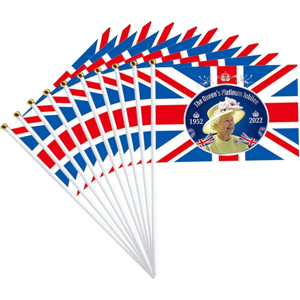 10 kpl Elizabeth Queens Jubilee -lippuja, 2022 Union Jack Hand W