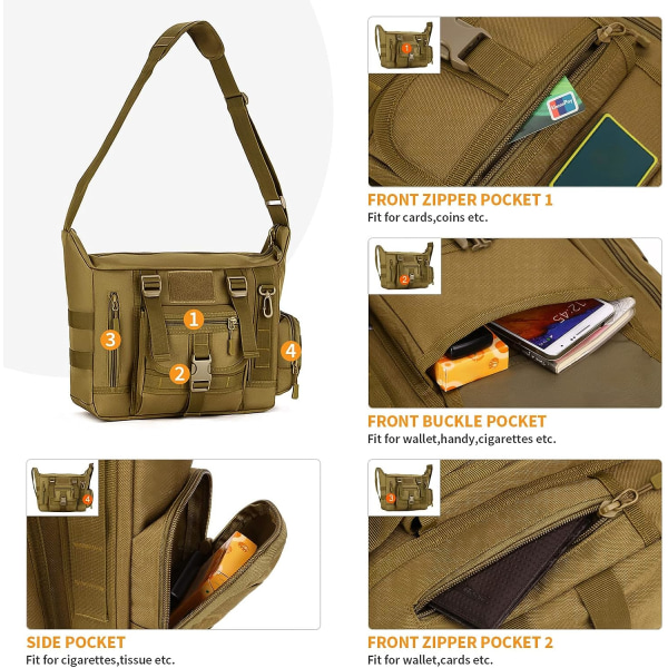 Tactical Shoulder Bag Military Crossbody Bag Brown Sling Bag