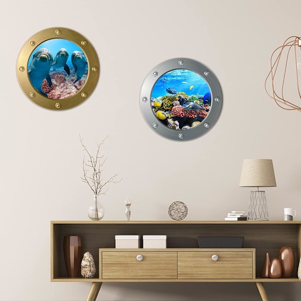 Underwater World Väggdekaler, Ubåt Väggdekal, 3D Väggdekal Marin Tropisk Fisk Väggdekal För Vardagsrum, Hav