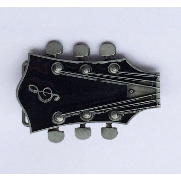 Bältespänne Elgitarr Svart Rocker Pin Metall Biker Bälte