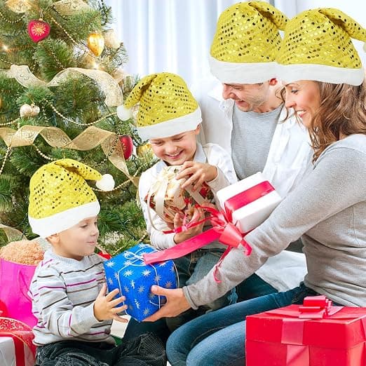 4 stk. julegave julehat pailletter julemand hat jul