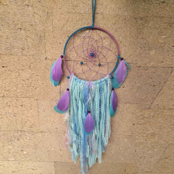 Blå Drøm Dentelle blå violet fersken Drømmenet - diameter 15 cm