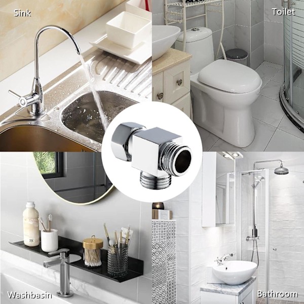 1 st 3-vägs duschomkopplare 2 cm Duschhuvud T-formad Duscharm Duschadapter Ventil Ersättning Duschomkopplare Adapter för Badrum Kök