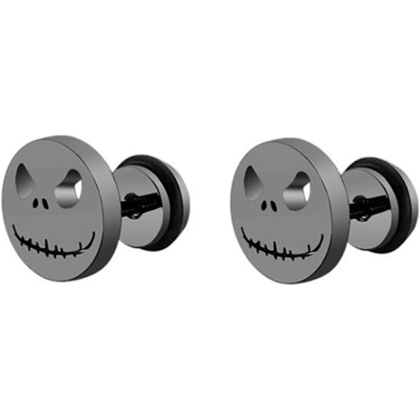 Stainless Steel Gothic Skull Cut Face Coktail Party Halloween Biker Stud Earrings