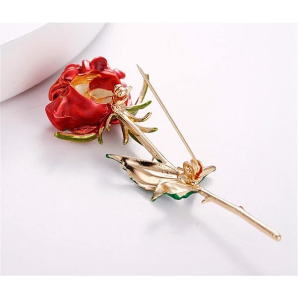 1 st Classic Emalj Rosblomm Brosch för Kvinnor Legering Rosblomm Bröllop Kontor Casual Brosch Nål Mode Lyx