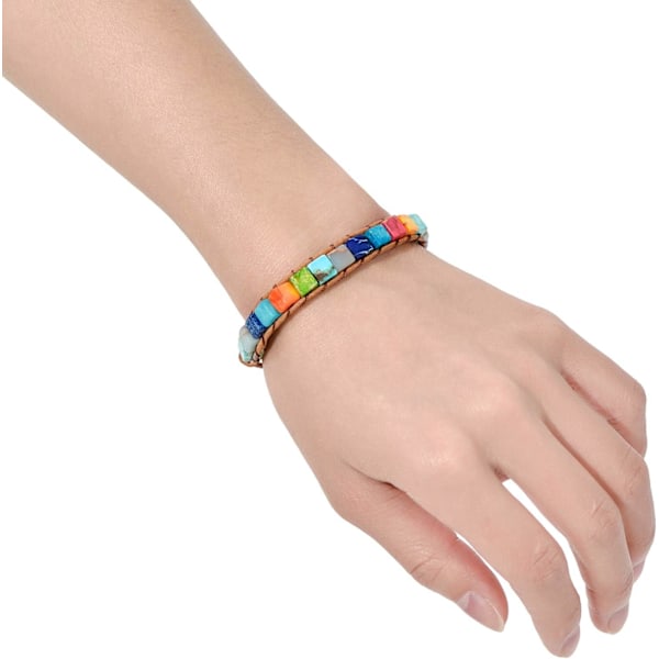 1 st armband för kvinnor med äkta stenar läderomslag läkande pärlarmband kvinnor män boho vänskaps smycken