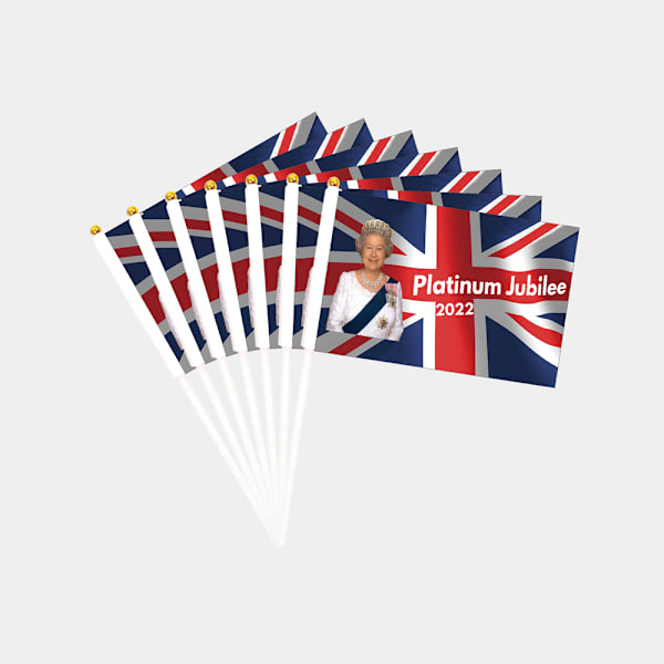 20 Pakke Dronning Elizabeth Håndviftning Flag 70. Bryllupsdag
