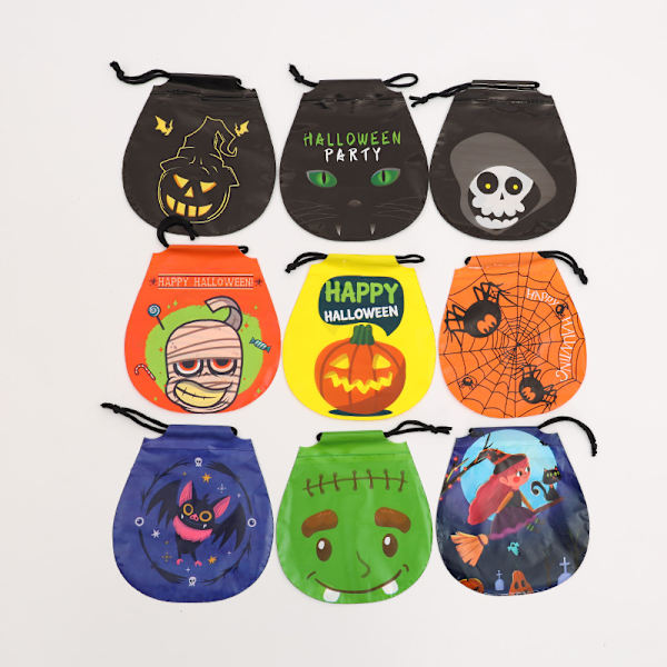 Halloween-juhlalahjakassi, uudelleenkäytettävä kiristysnauha (27 pakkausta, 9 tyyliä)