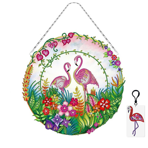 5D jouluovikranssi (flamingo) timanttimaalaus LED-valolla