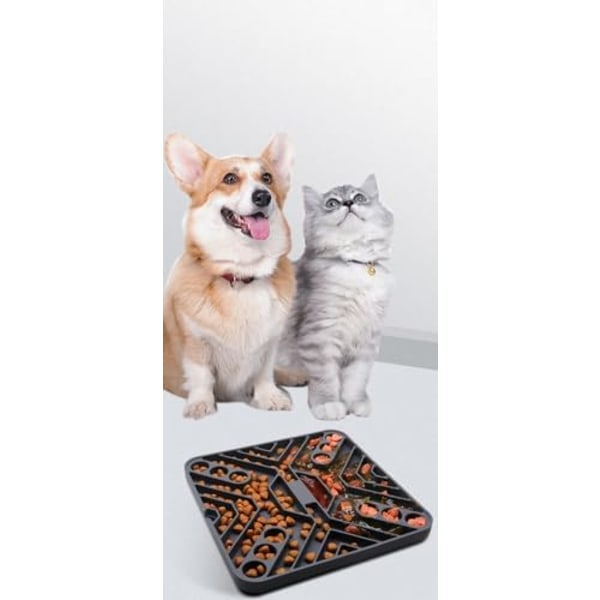 (21×21×2cm) Anti-glupskål för hundar och katter - Anti-glupskål för hundar och katter - Anti-glupskål - Grå