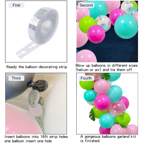 Tropisk tema ballongbue sett, 112 stk Luau festdekor