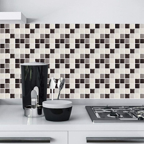 24 Stk (Grå Mosaik) Rektangulära Självhäftande Dekorativa Klinker