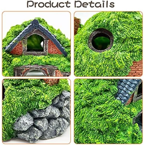 13x12,5x9cm 3 stk Akvarium Dekoration Hobbit Hus, Harpiks Lille Fisk Skjulested Hule, Akvarium Dekoration Hul Hul Ly Fi