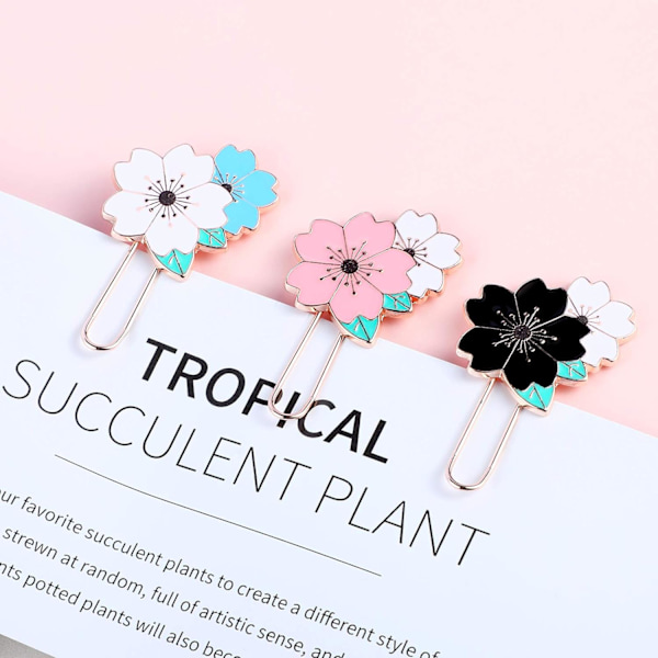 3 st Sakura Pappersklämmor, Söt Färgglad Sakura Pappersklämma