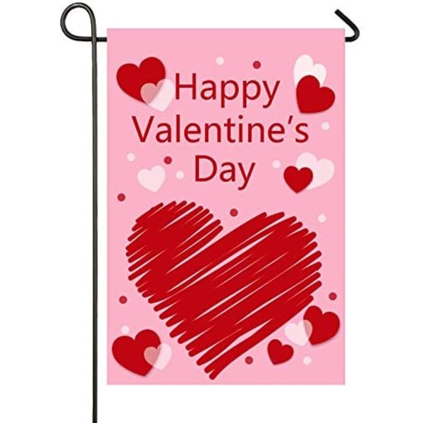 2 stycken Happy Valentine trädgårdsflagga dubbelsidig 12 x 18 tum, Alla hjärtans dag dekorationer för trädgården Alla hjärtans dag Par